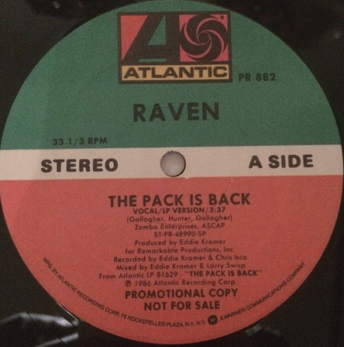 Raven (UK) : The Pack Is Back (Vinyl 12'' 33 ⅓ Rpm Promo)
